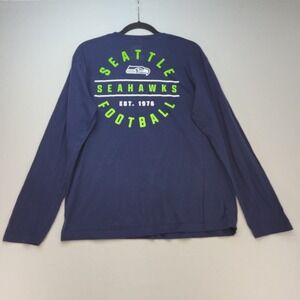 CSA Seattle Seahawks T-Shirt Mens Large Navy‎ Blue Long Sleeve Football Graphic